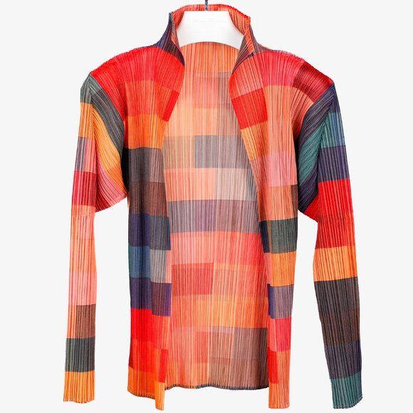 Pleats Please Issey Miyake Archival Multicolour Gradient Squares Jacket, Size XL - Picture 1 of 9